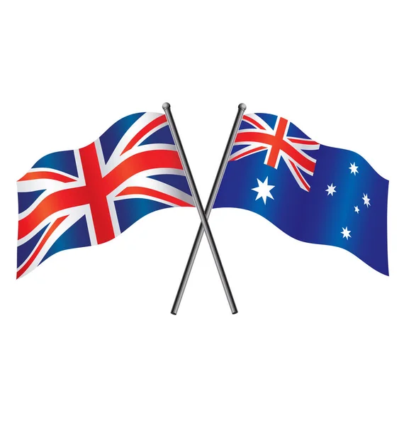 Βρετανικές Και Αυστραλιανές Σημαίες Διασταυρώθηκαν — Διανυσματικό Αρχείο