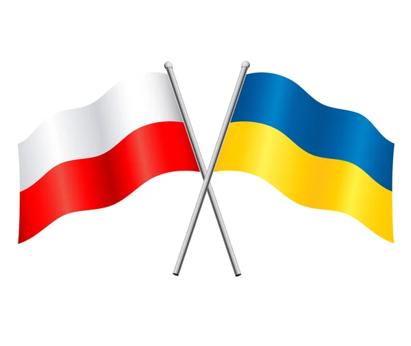 Drapeaux Ukraine Poland Alliance Croisée — Image vectorielle