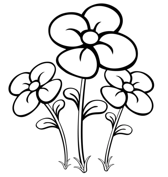 Πολύχρωμα Λουλούδια Κινουμένων Σχεδίων Για Βιβλίο Ζωγραφικής — Διανυσματικό Αρχείο