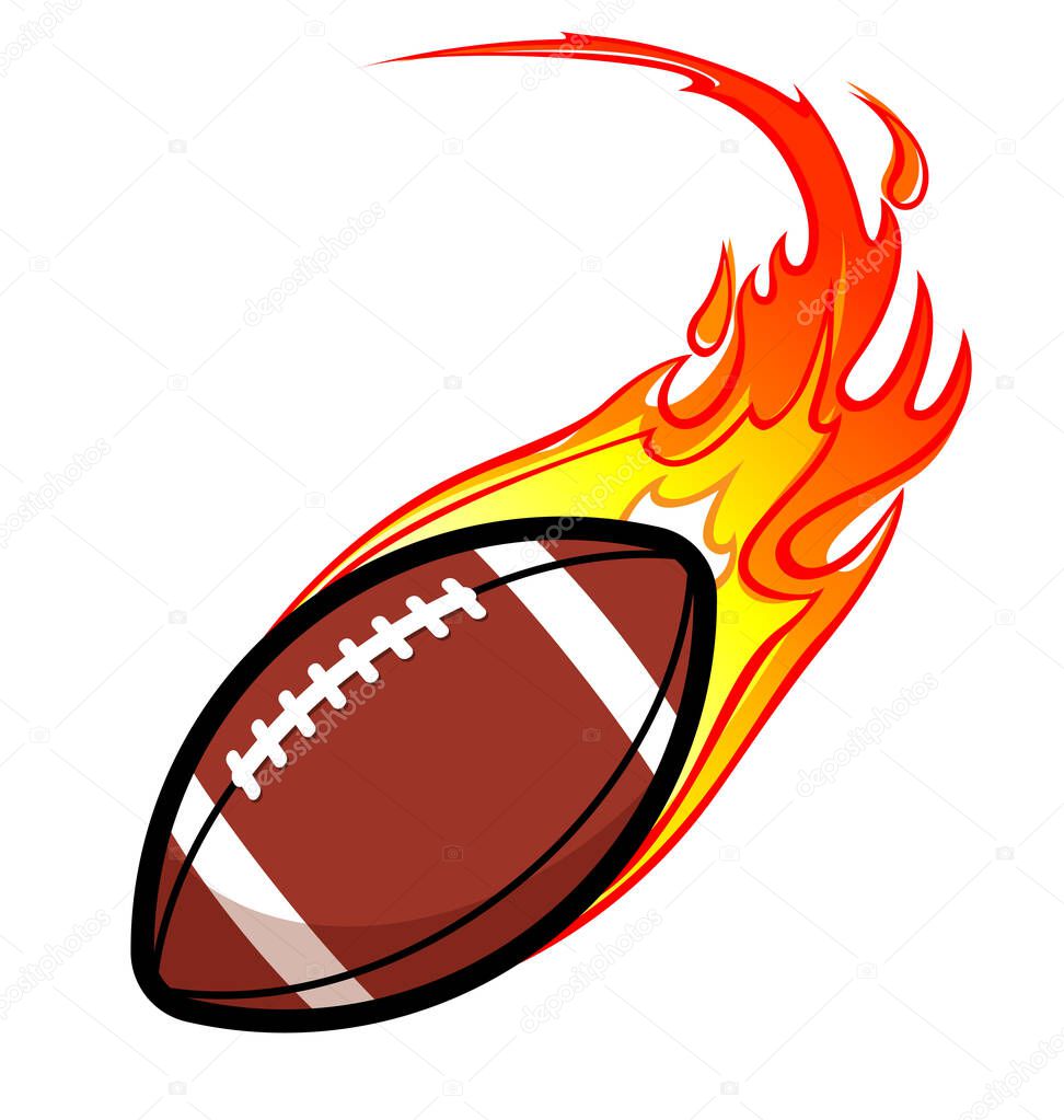 American football gridiron ball flaming fire fast