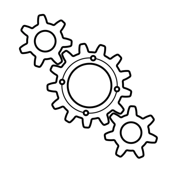 Three Meshing Gears Icon Logo — Stock Vector