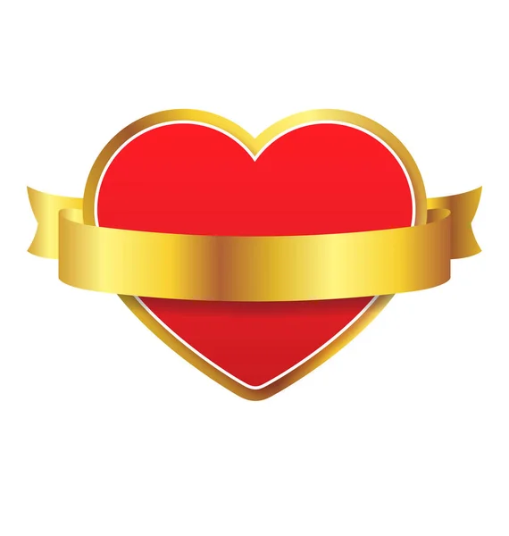 Alla Hjärtans Dag Kärlek Hjärta Med Guld Band — Stock vektor