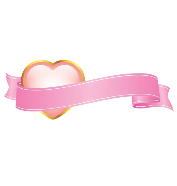 Vackra Valentiner Kärlek Hjärta Med Rosa Band — Stock vektor