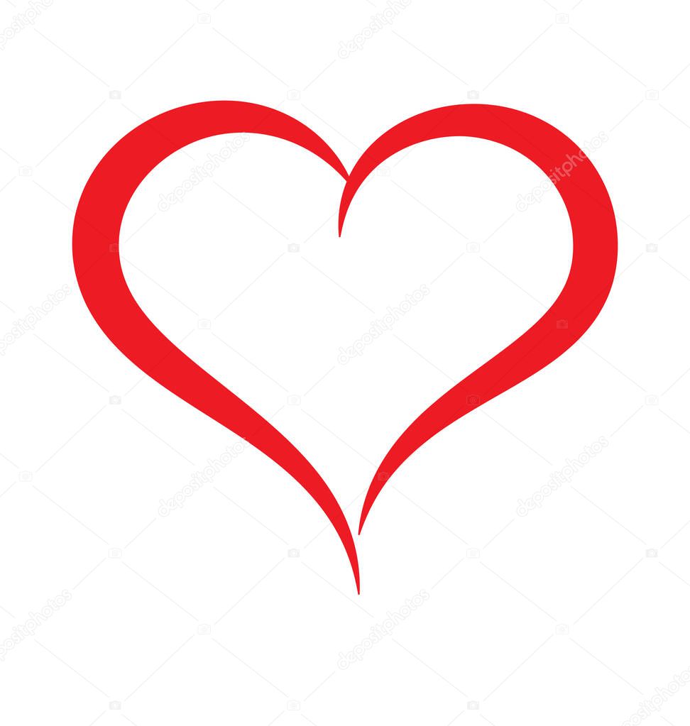 stylized asymmetrical valentines love heart