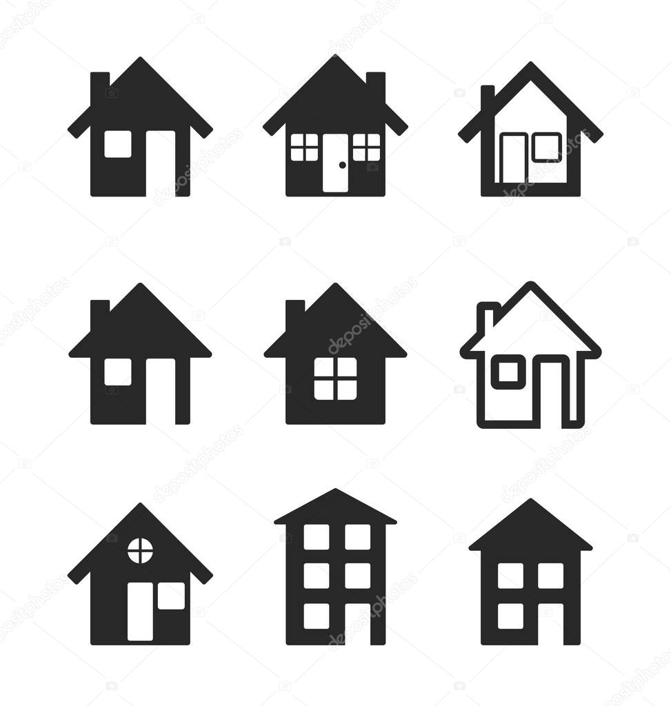 simple house icons set of 9