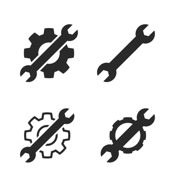 Ensemble Logo Icône Service Réglages Clé Engrenages — Image vectorielle