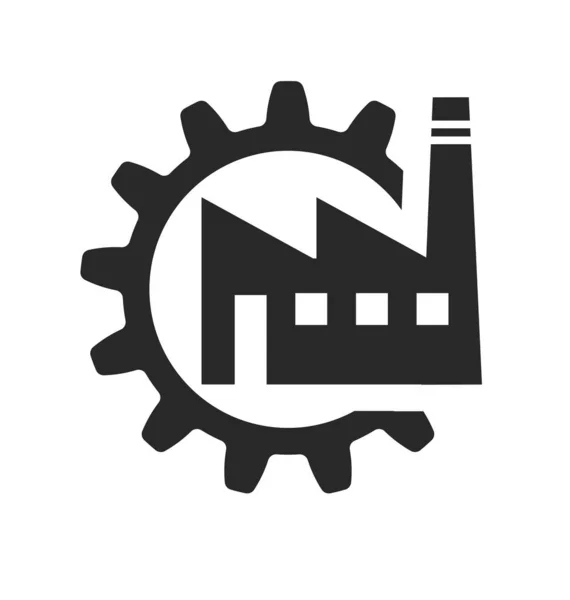 Silhueta Fábrica Industrial Símbolo Engrenagem —  Vetores de Stock
