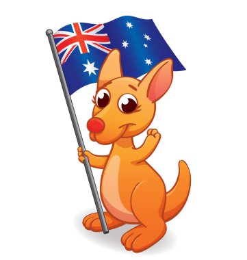 Avustralya bayrağıyla tatlı kanguru joey