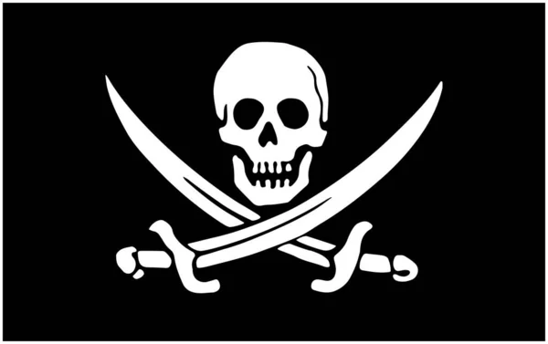 Clásico Jolly Roger Pirata Bandera Del Cráneo — Archivo Imágenes Vectoriales