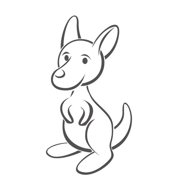 Kangaroo Joey Stylized Line Drawing — Stock Vector