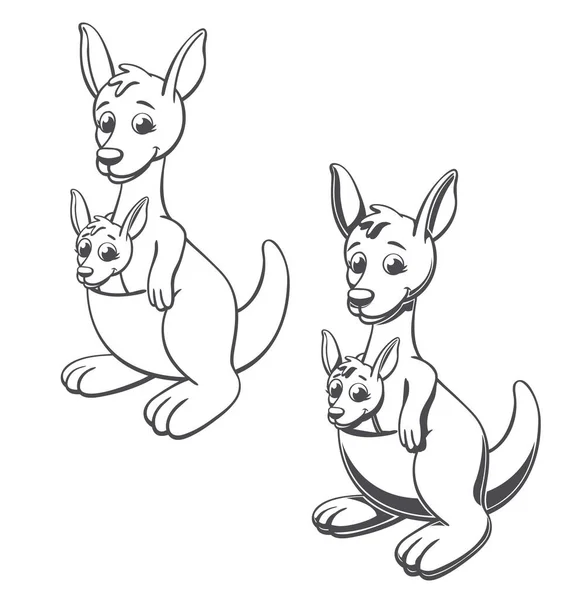 Kangaroo Joey Color Line Drawing — Stock Vector