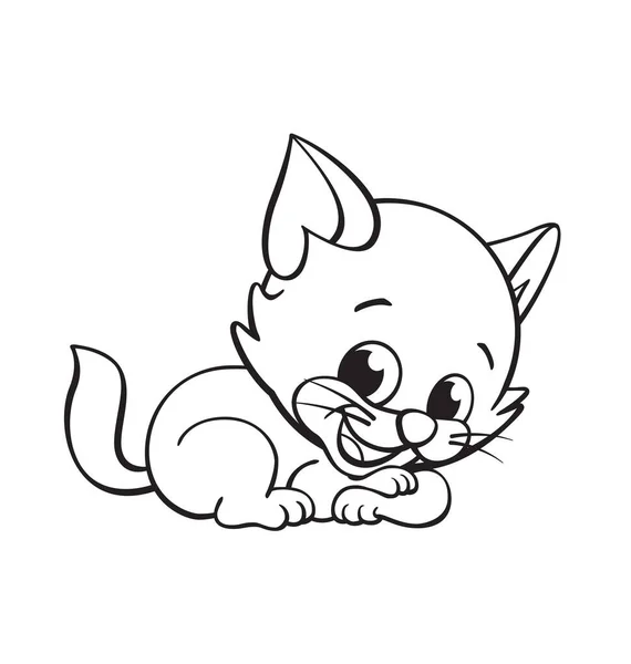 Cute Cartoon Kitten Cat Coloring Book Image — Stock Vector
