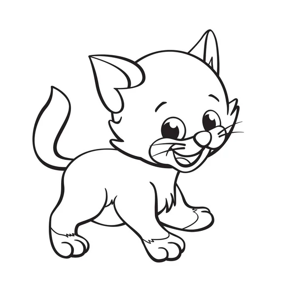 かわいい漫画子猫猫ぬり絵画像 — ストックベクタ