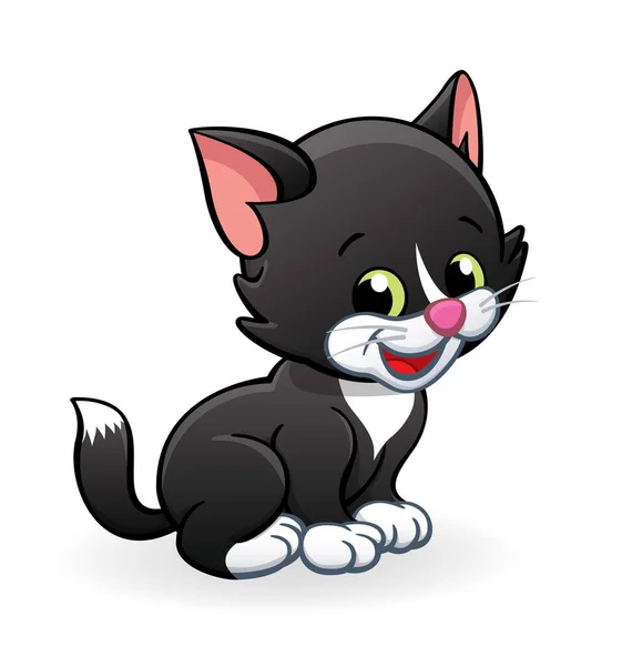 かわいい笑顔の漫画子猫猫キャラクター座って — ストックベクタ