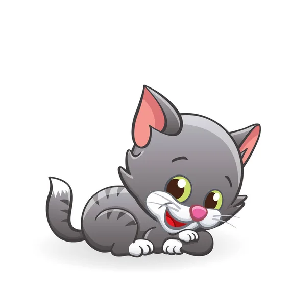 かわいい笑顔の漫画子猫の猫のキャラクター嘘 — ストックベクタ