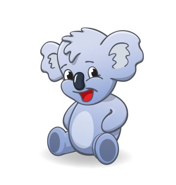 Şirin gülümseyen mutlu koala karakteri oturuyor.