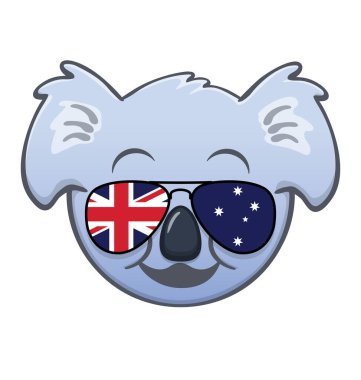 Avustralya bayraklı güneş gözlüklü Koala surat.