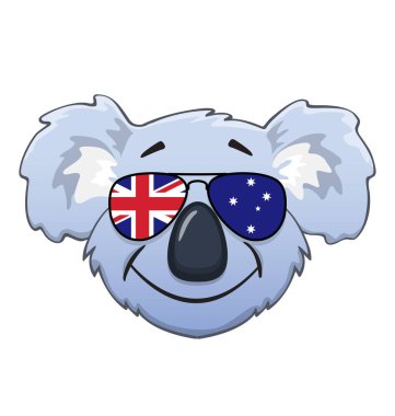 Avustralya bayraklı güneş gözlüklü Koala surat.