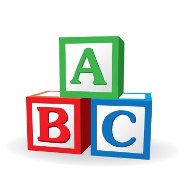 renkli çocuklar ABC harf blokları