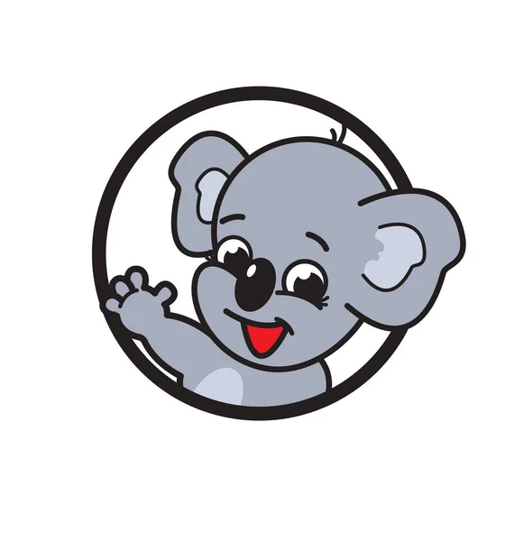 Sorrindo Feliz Desenho Animado Koala Janela Círculo — Vetor de Stock