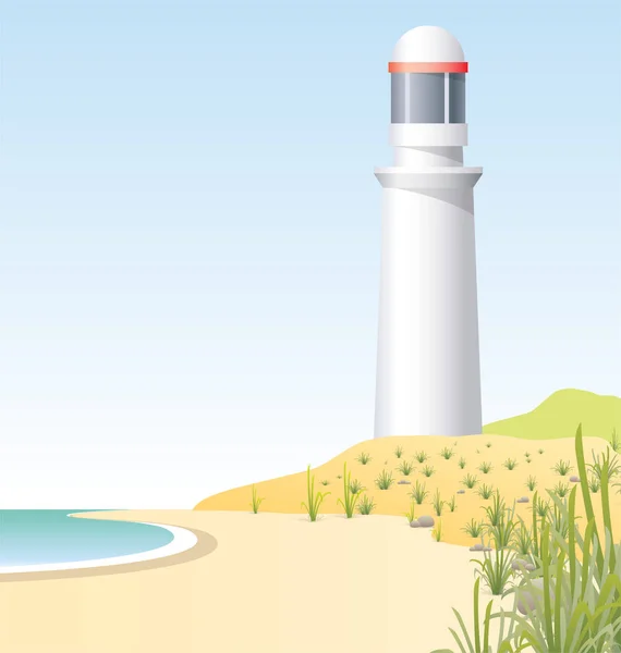 Faro Costa Paisaje Escena — Vector de stock