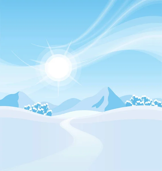 Invierno Paisaje Montañas Nieve Cielo Azul — Vector de stock