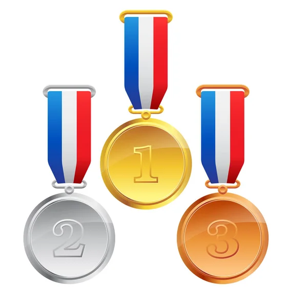 Medallas Plata Bronce 123 — Vector de stock