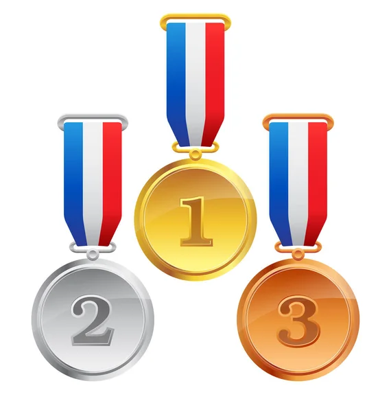 Złote Srebrne Brązowe Medale 123 — Wektor stockowy