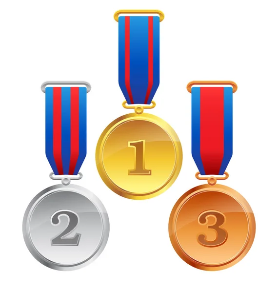 Złote Srebrne Brązowe Medale 123 — Wektor stockowy