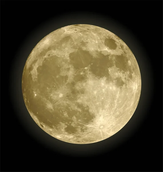 Full Moon Realistic Yellow — Stock Vector