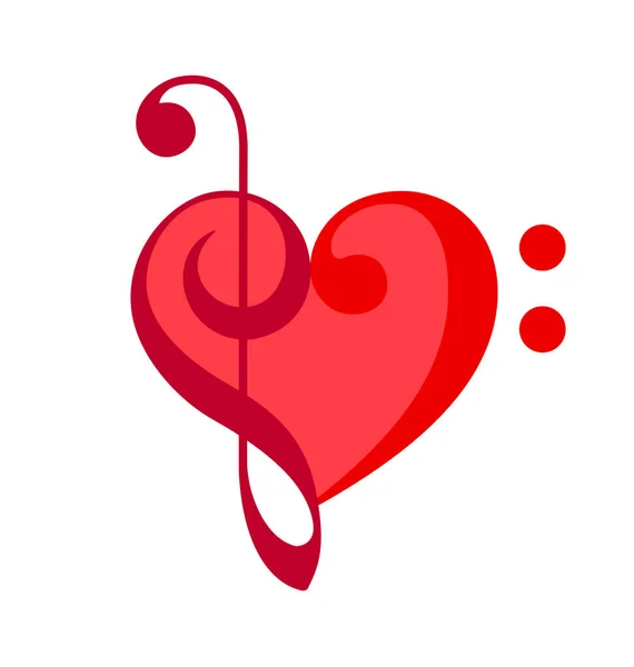 Love Heart Music Treble 베이스 클리닝 — 스톡 벡터