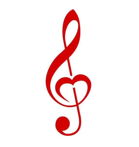 treble g clef with love heart