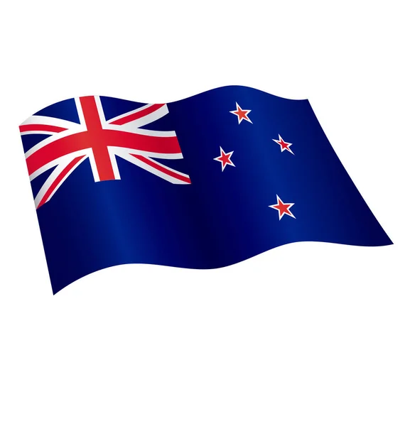 Nuova Bandiera Zelandese Sventola — Vettoriale Stock