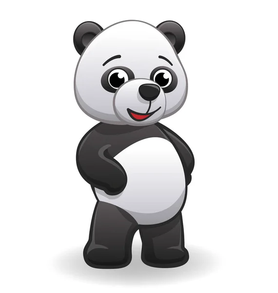 Boldog Rajzfilm Panda Áll — Stock Vector