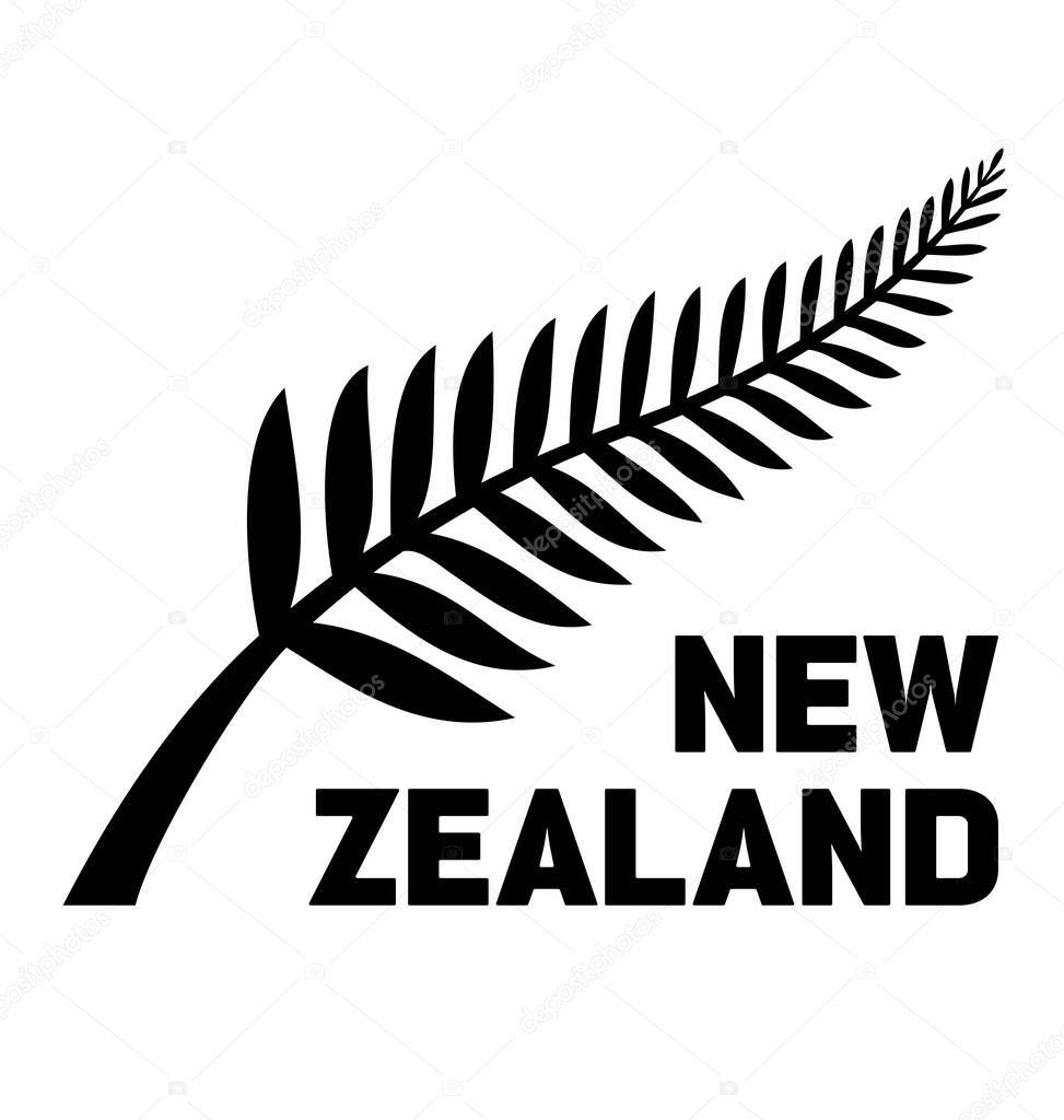 New zealand text with silver fern logo icon