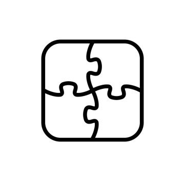 Birbirine bağlı 4 basit yapboz parçası