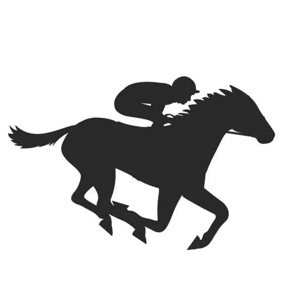 Cválající Závodní Kůň Siluetou Žokeje — Stockový vektor