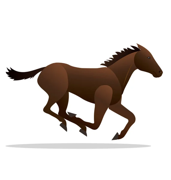 Galopante Marrom Cavalo Vista Lateral —  Vetores de Stock
