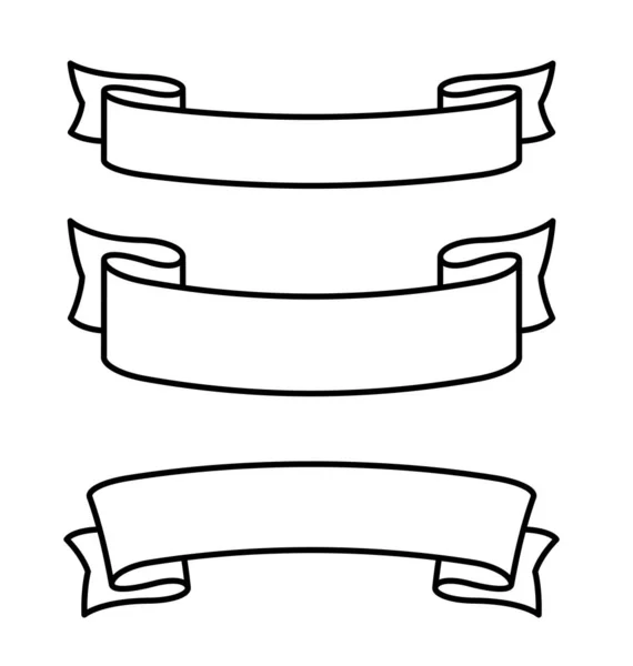 幅広のリボンバナーが空のラインワークをスクロール — ストックベクタ
