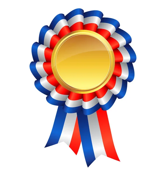 Vermelho Branco Azul Fita Prêmio Centro Medalha Ouro —  Vetores de Stock