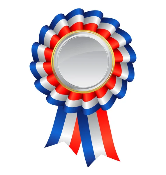 Red White Blue Ribbon Award Silver Medal Center — Stock Vector