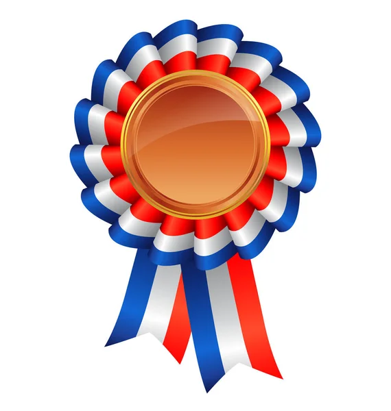 Vermelho Branco Azul Fita Prêmio Bronze Medalha Centro —  Vetores de Stock