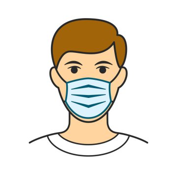 Yüz maskeli basit bir adam.