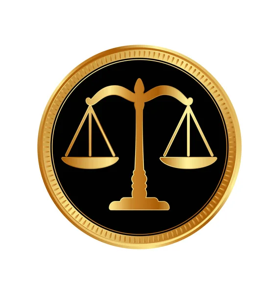 Απλή Κλασική Ζυγαριά Ισορροπία Δικαιοσύνη Χρυσό Νόμισμα — Διανυσματικό Αρχείο
