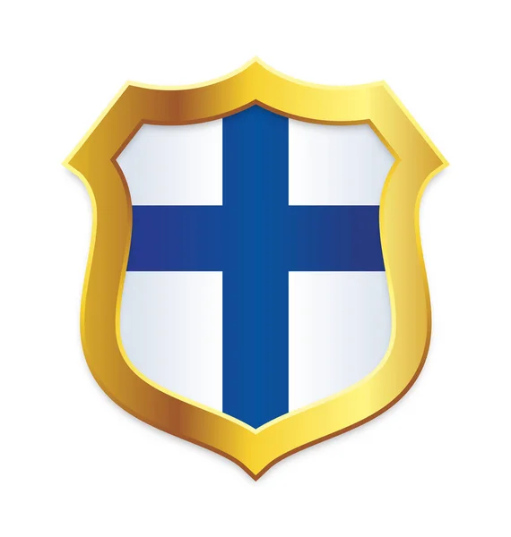 古典的な盾の金の縁にフィンランド国旗 — ストックベクタ