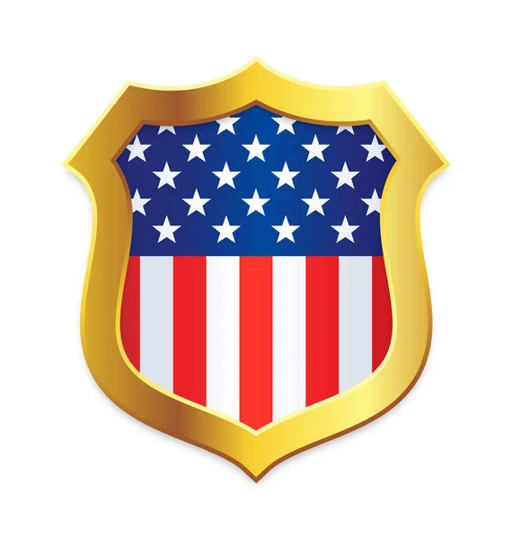 Borda Ouro Escudo Clássico Com Bandeira Dos Eua —  Vetores de Stock