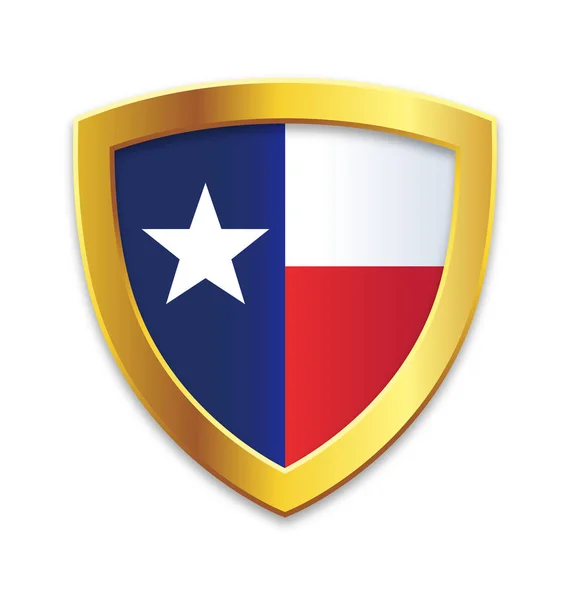 Золотий Край Щита Прапором Штату Texas — стоковий вектор