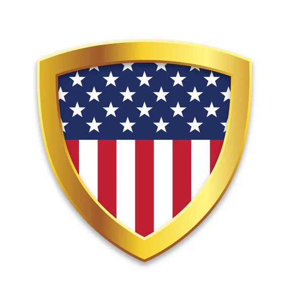 盾クラシックゴールドアメリカ国旗垂直 — ストックベクタ