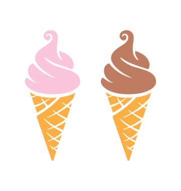 Waffle külahlarında basit, yumuşak servis dondurmaları.