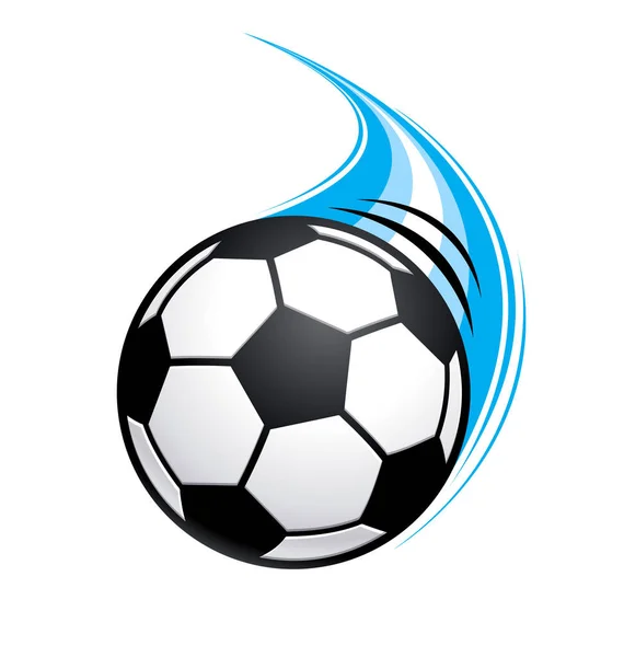 Mavi Çizgili Hızlı Uçan Futbol Topu — Stok Vektör